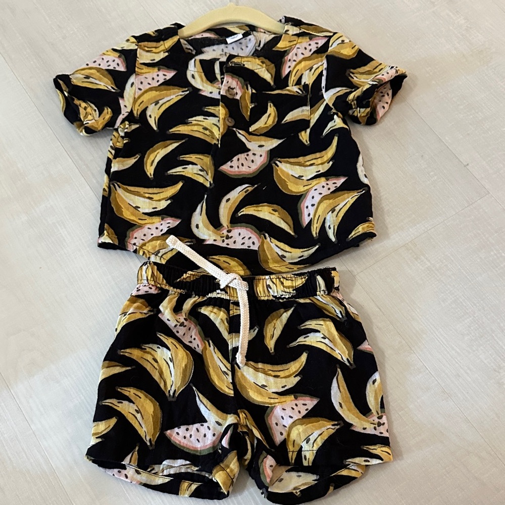 Old Navy Kids Set - Black with Yellow and Pink Fruit Print